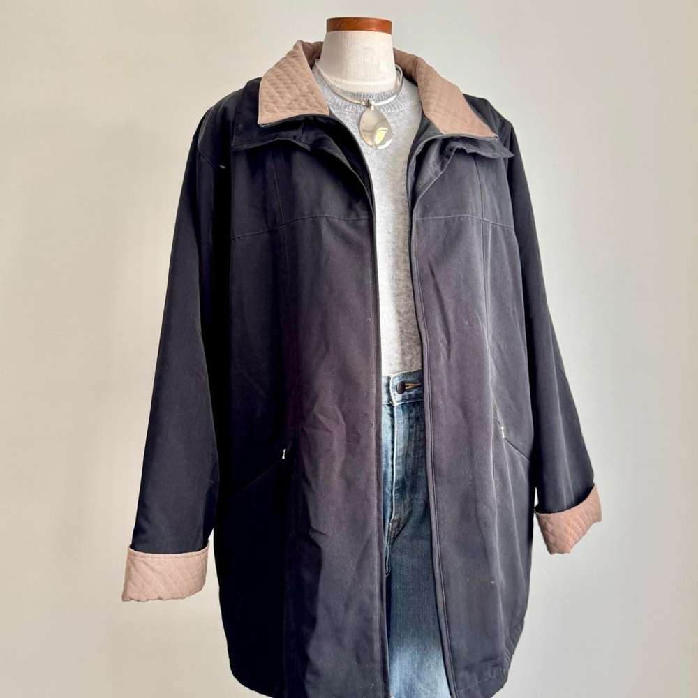 Vintage Black +‎ Tan Coat - Jacket Short Trench XXL